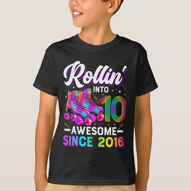 Camiseta 10th Birthday Shirt Girl 10 Year Old Roller Skate  (Frente)