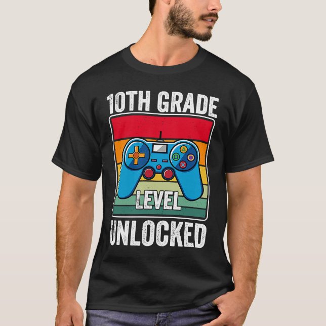 Camiseta 10th Grade Level Unlocked Video Game Back to Schoo (Frente)