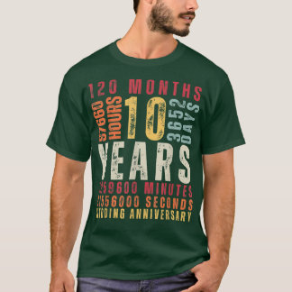 Camiseta 10th Wedding Anniversary 10 Years Old Marriage Vin