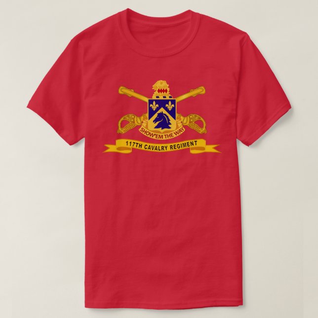 Camiseta 117.º Regimento de Cavalaria com Br Ribbon (Frente do Design)