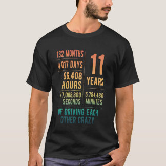 Camiseta 11 Anos Casados Engraçado 11º Aniversário de Casam