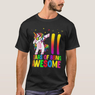 Camiseta 11 Anos De Aniversário Unicórnio Dabbing 11 Birthd