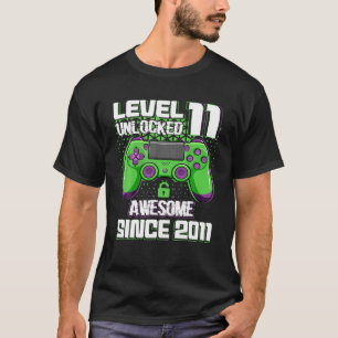 Camiseta 11 anos Garoto De Presente Nível 11 Desbloqueado