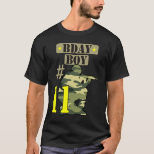 Camiseta 11 Birthday Boy Camo 11 anos Camouflage