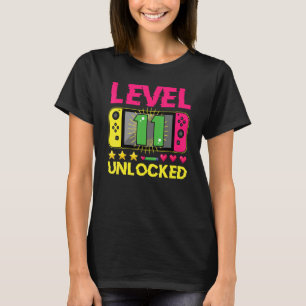 Camiseta 11 Birthday Boy Level 11 Desbloqueado Video Gamer 