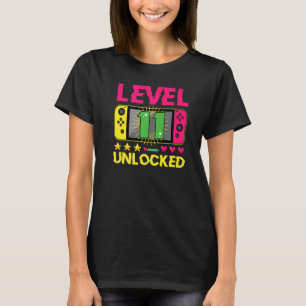 Camiseta 11 Birthday Boy Level 11 Desbloqueado Video Gamer