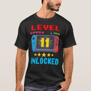 Camiseta 11 Birthday Boy Level 11 Desbloqueado Video Gamer