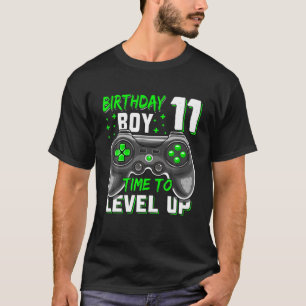 Camiseta 11 Birthday Boy Onze Anos Nível 11 Desbloqueado V