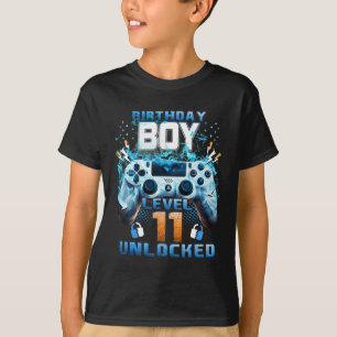 Camiseta 11 Birthday Boys Nível 11 Desbloqueados 11 Anos