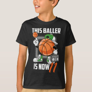 Camiseta 11 Birthday Bysketbyll Player Divertido 11 Anos K