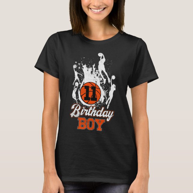 Camiseta 11 Birthday Bysketbyll Theme Birthday Boy 11 anos (Frente)
