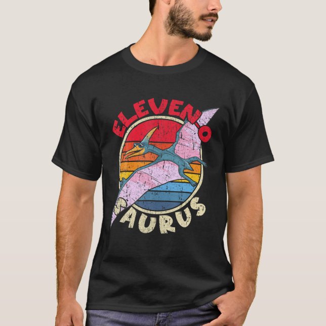 Camiseta 11 Birthday Eleven O Saurus Pterodactylus Family (Frente)