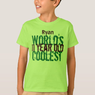 Camiseta 11 Birthday Gift World's Coolest de 11 anos