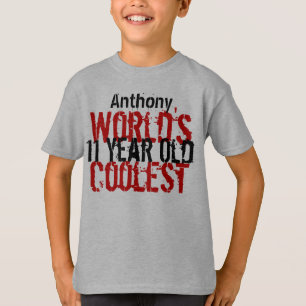 Camiseta 11 Birthday Gift World's Coolest de 11 anos