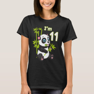Camiseta 11 Birthday Girls Panda Aniversário Outfit