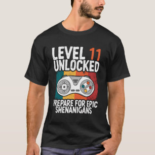 Camiseta 11 Birthday Nível 11 Vintage Funny 11