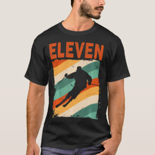 Camiseta 11 Birthday Retro Ski Skiing Meninos De 11 Anos Gi
