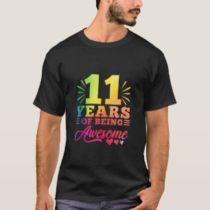 Camiseta 11 Birthday Tie Dye 11 anos de idade Menina Bei