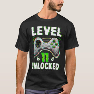 Camiseta 11 de Jogo de Vídeo Desbloqueado do Nível 11 com 1
