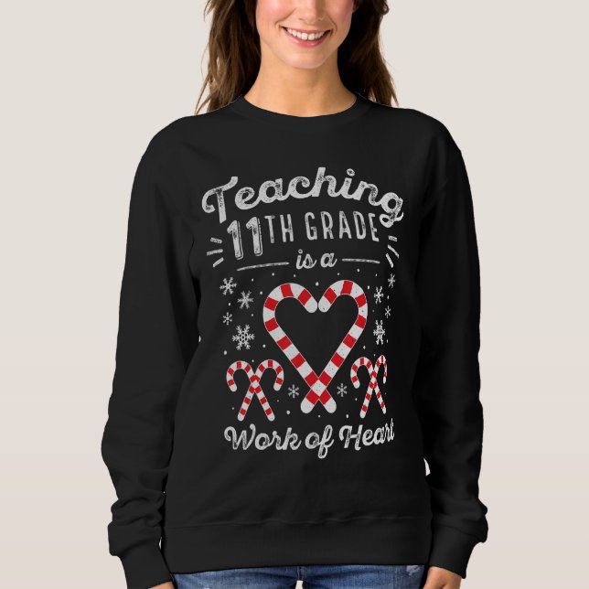 Camiseta 11 de Natal Candy Cane Work Heart 11 Formando (Frente)