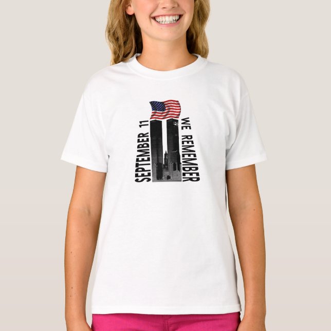 Camiseta 11 de setembro Lembramos do tributo Memorial (Frente)