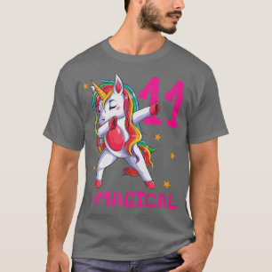 Camiseta 11 E 11 de Aniversário de Meninas Mágicas Unicórni