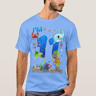 Camiseta 11 Year Old Birthday Whale Fish Sea Birthday Boys 