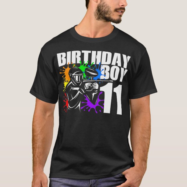 Camiseta 11 Year Old Paintball Birthday Party Boys 11th (Frente)