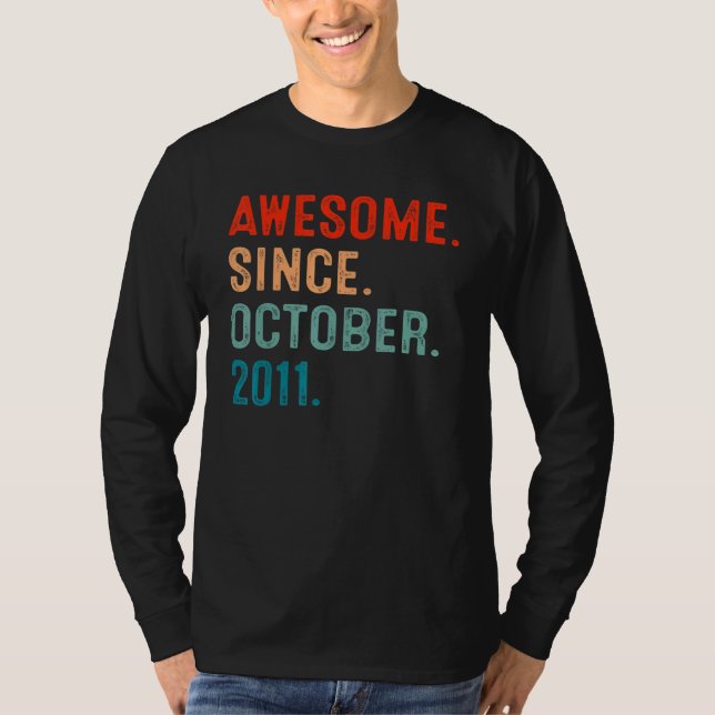 Camiseta 11 Years Old  Awesome Since October 2011 11th Bday (Frente)
