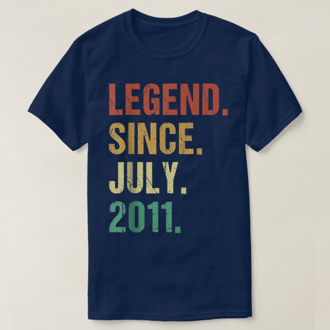 Camiseta 11 Years Old Gifts Legend Since July 2011 11th Bir (Frente do Design)