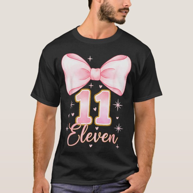 Camiseta 11th Birthday Girl Coquette Bow Its My Eleven Birt (Frente)