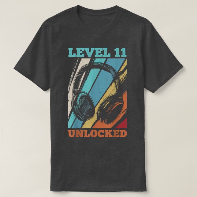 Camiseta 11th Birthday Video Gamer Level 11 Unlocked  (Frente do Design)