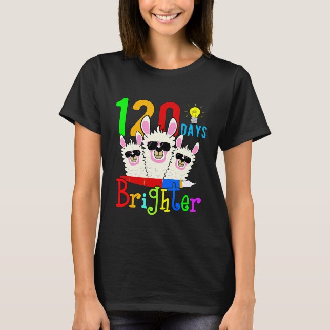 Camiseta 120 dias Mais Brilhante Professor Llama Feliz 120º (Frente)