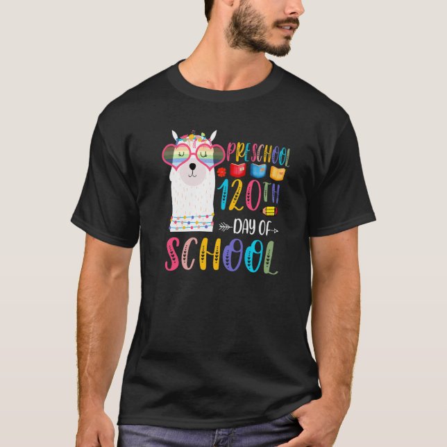 Camiseta 120th day of School No Prob Llama 120 Days Of Pres (Frente)