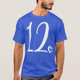 Camiseta 12 Aniversário, Crianças Meninas, Doze, Número 12 