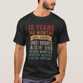 Camiseta 12 Anos 144 Meses De Estar Incrível 12 Aniversário