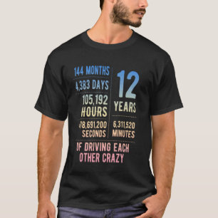 Camiseta 12 Anos Casados Engraçado 12º Aniversário de Casam