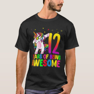 Camiseta 12 Anos De Aniversário Unicórnio Dabbing 12 Birthd