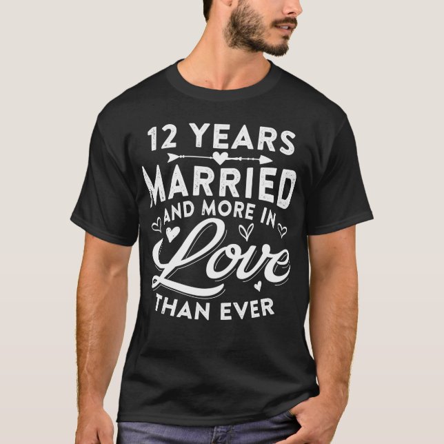 Camiseta 12 anos de casamento de 12 (Frente)