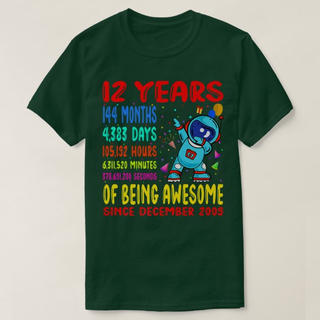 Camiseta 12 Anos De Estar Incrível 12 Aniversário A Dabbing (Frente do Design)