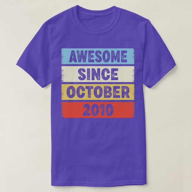 Camiseta 12 Anos De Idade Incrível Desde Outubro De 2010 12 (Frente do Design)