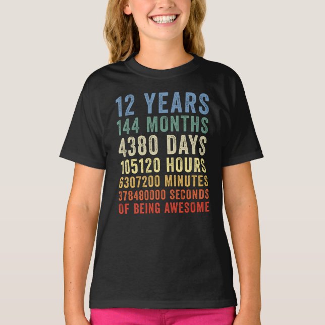Camiseta 12 Anos De Um Aniversário Legal Incrível (Frente)