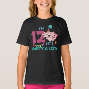 Camiseta 12 Birthday Axolotl Doze Anos Doce T-Shir