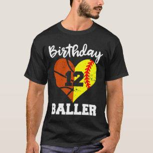 Camiseta 12 Birthday Baller Diversão de 12 anos de Softball