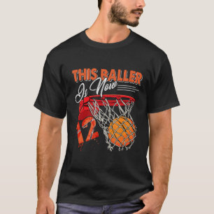 Camiseta 12 Birthday Basquete Engraçado Crianças de 12 Anos