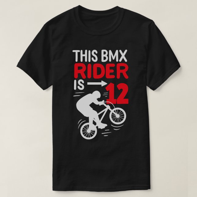 Camiseta 12 Birthday BMX Rider (Frente do Design)