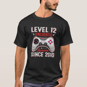 Camiseta 12 Birthday Boy Nível 12 Desbloqueado Incrível 2