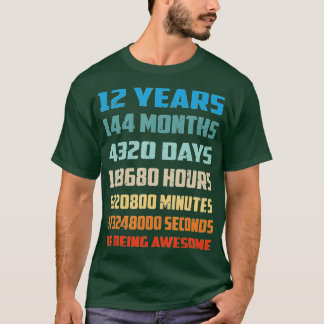 Camiseta 12 Birthday Gift 12 Anos De Idade Sendo Incrível