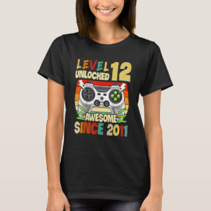 Camiseta 12 Birthday Gift Boys Nível 12 Desbloqueados 12 An
