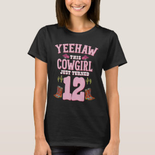 Camiseta 12 Birthday Girls Cowgirl Yeehaw Western Themed